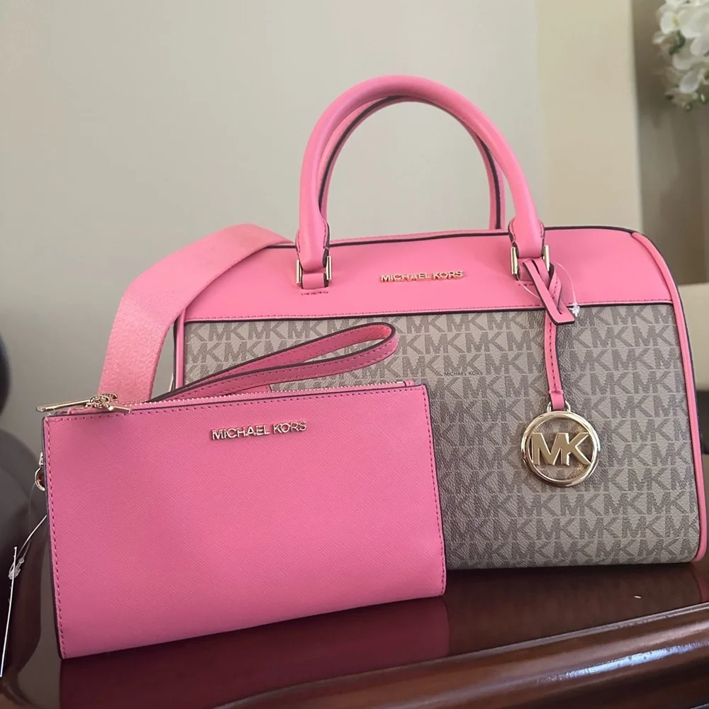 Michael Kors Jet Set Travel Duffle Satchel Shoulder Crossbody Bag & wallet set - Picture 3 of 17